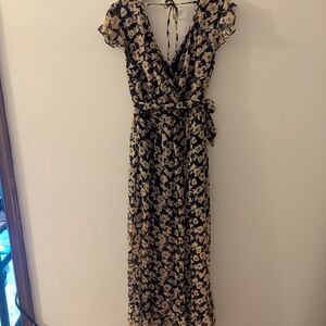 Band of Gypsies Black and Cream Floral Maxi Dress